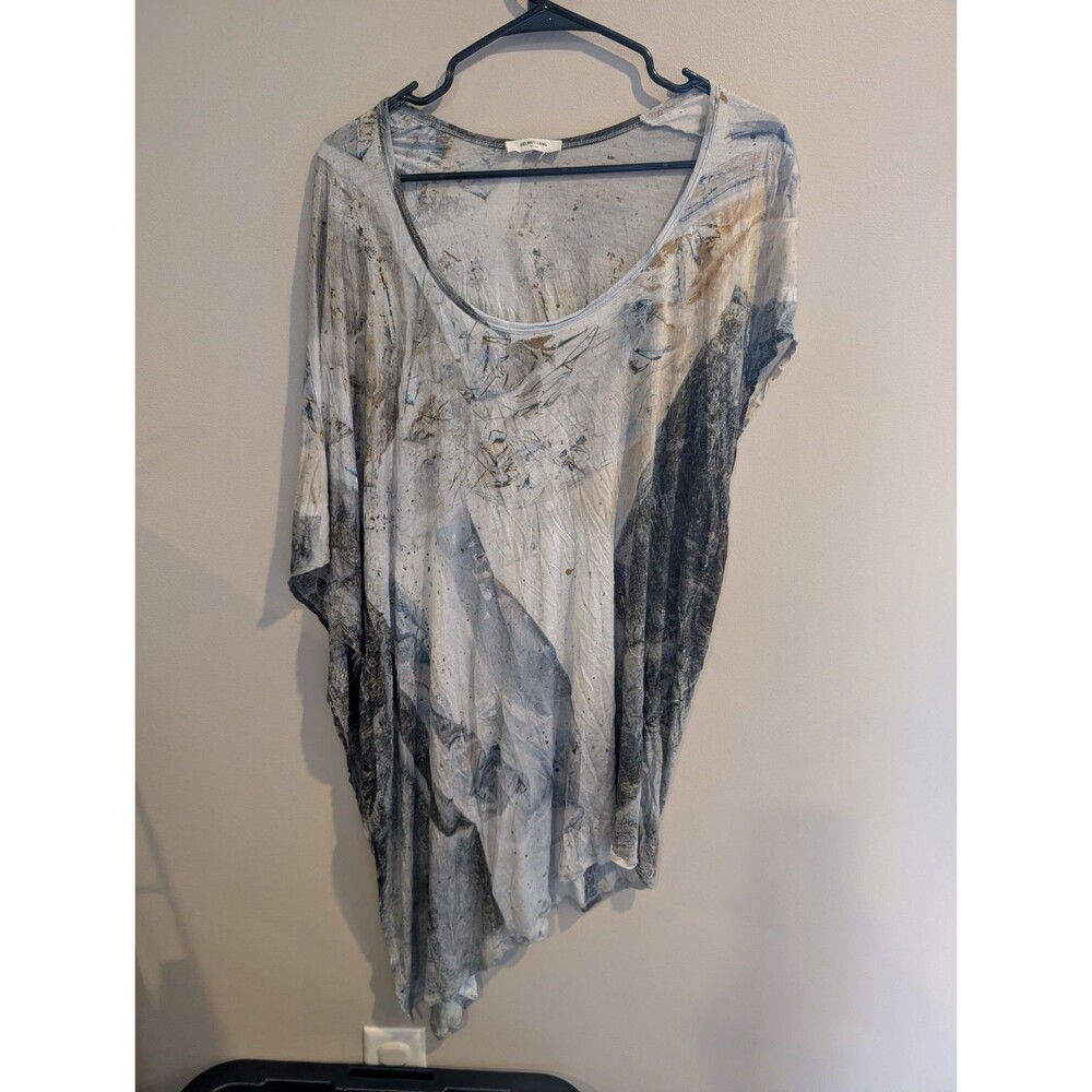 Helmut Lang Light Gray Asymmetrical Draped  top Modern Modal Usa Artsy Stretch